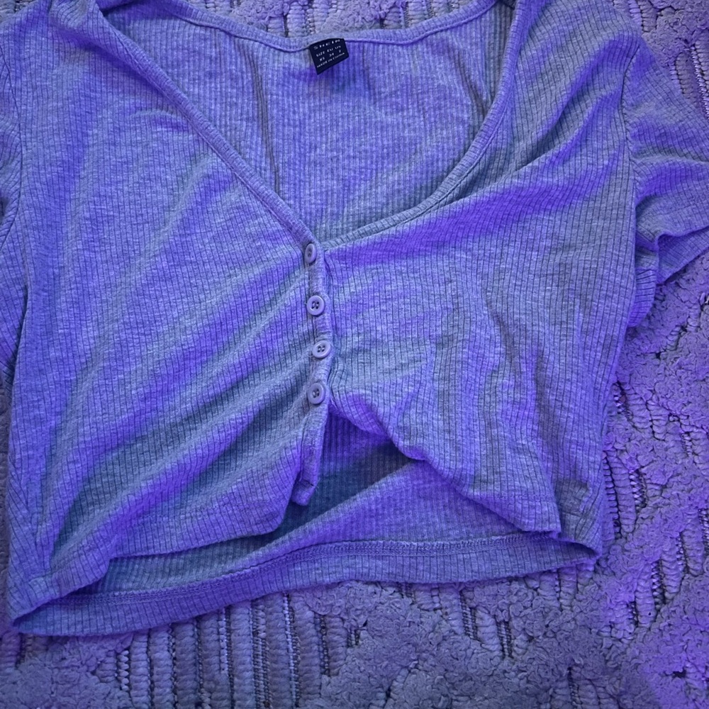 SHEIN Heather Gray Ribbed Knit Top